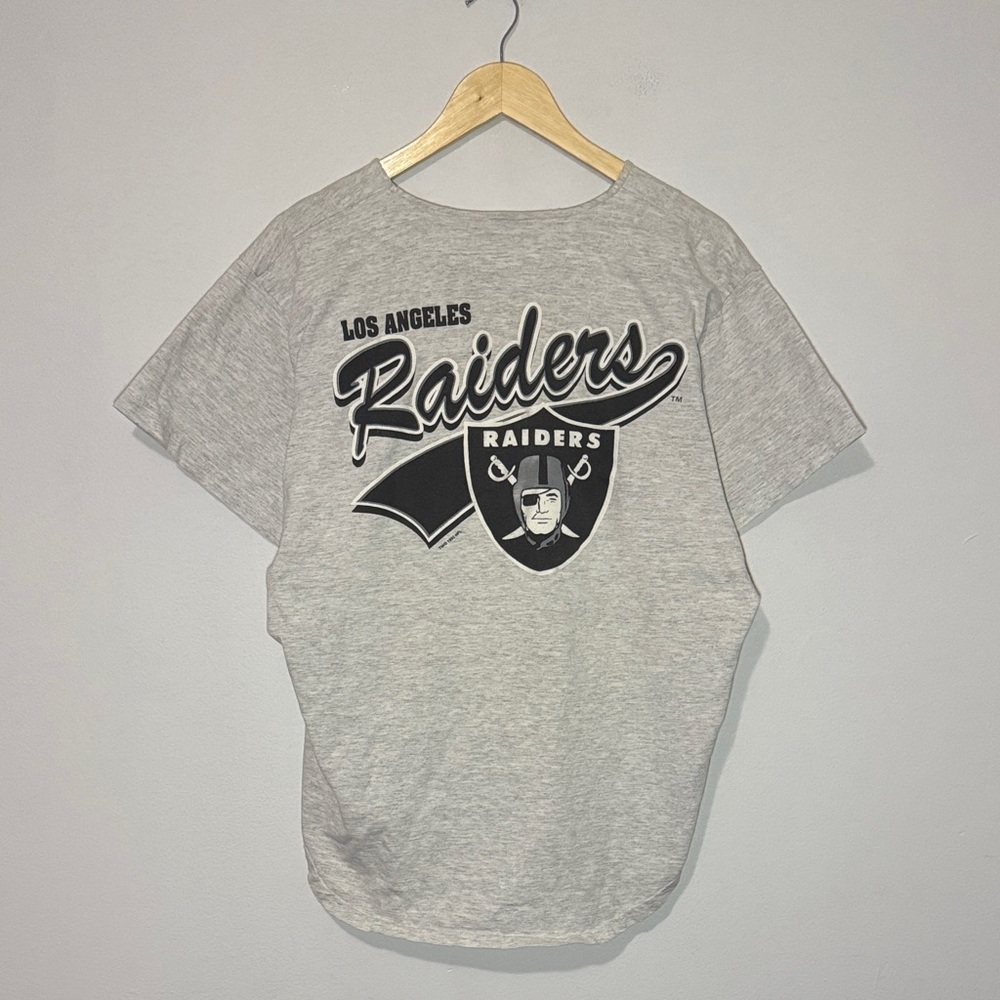 Vintage Los Angeles Raiders Jersey / 1992 / NFL / Baseball Style Button Up